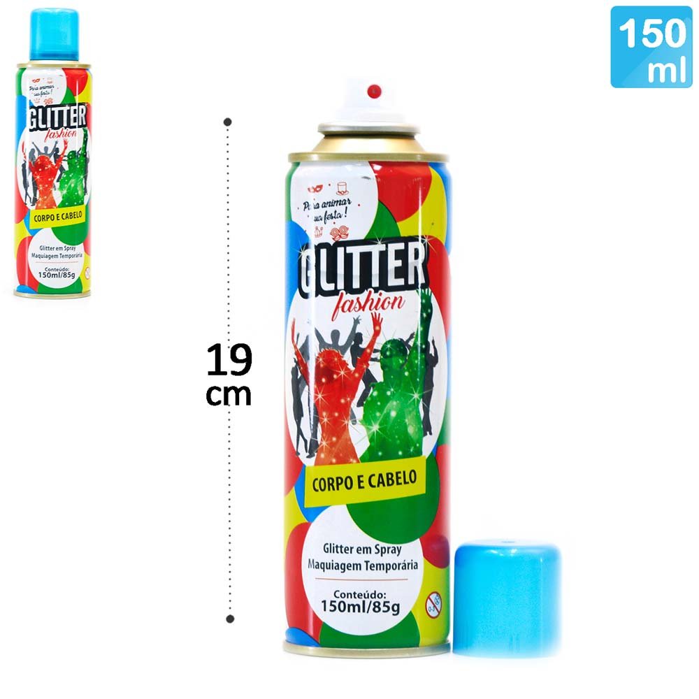 Tinta Glitter Em Spray 150Ml Azul Claro Para Cabel