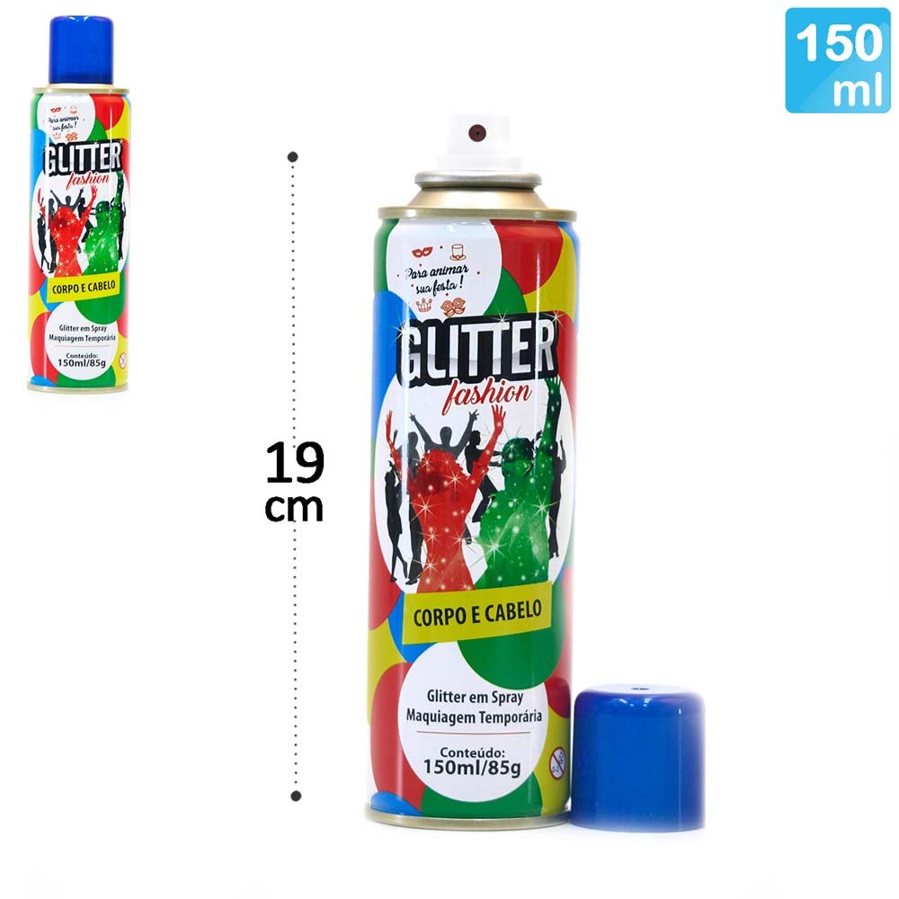 Tinta Glitter Em Spray 150Ml Azul Escuro Para Cabe