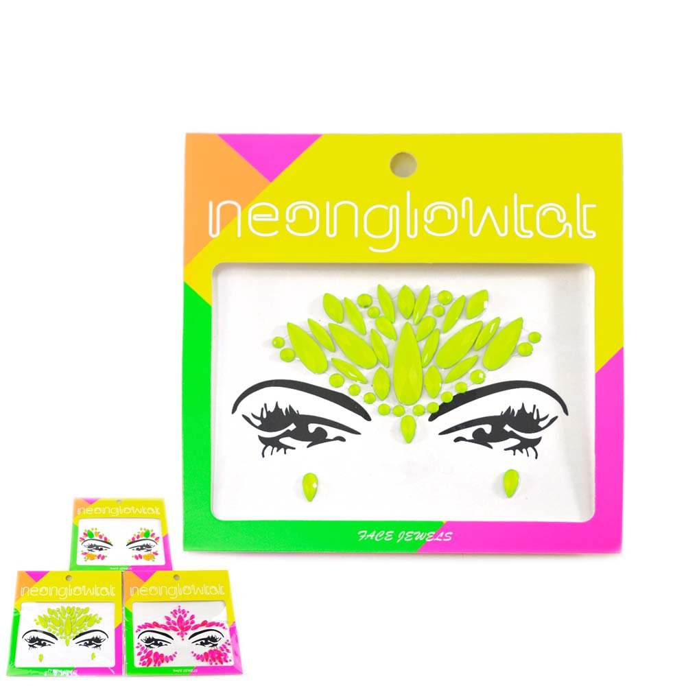 Pedras Adesivas Neon Para O Rosto