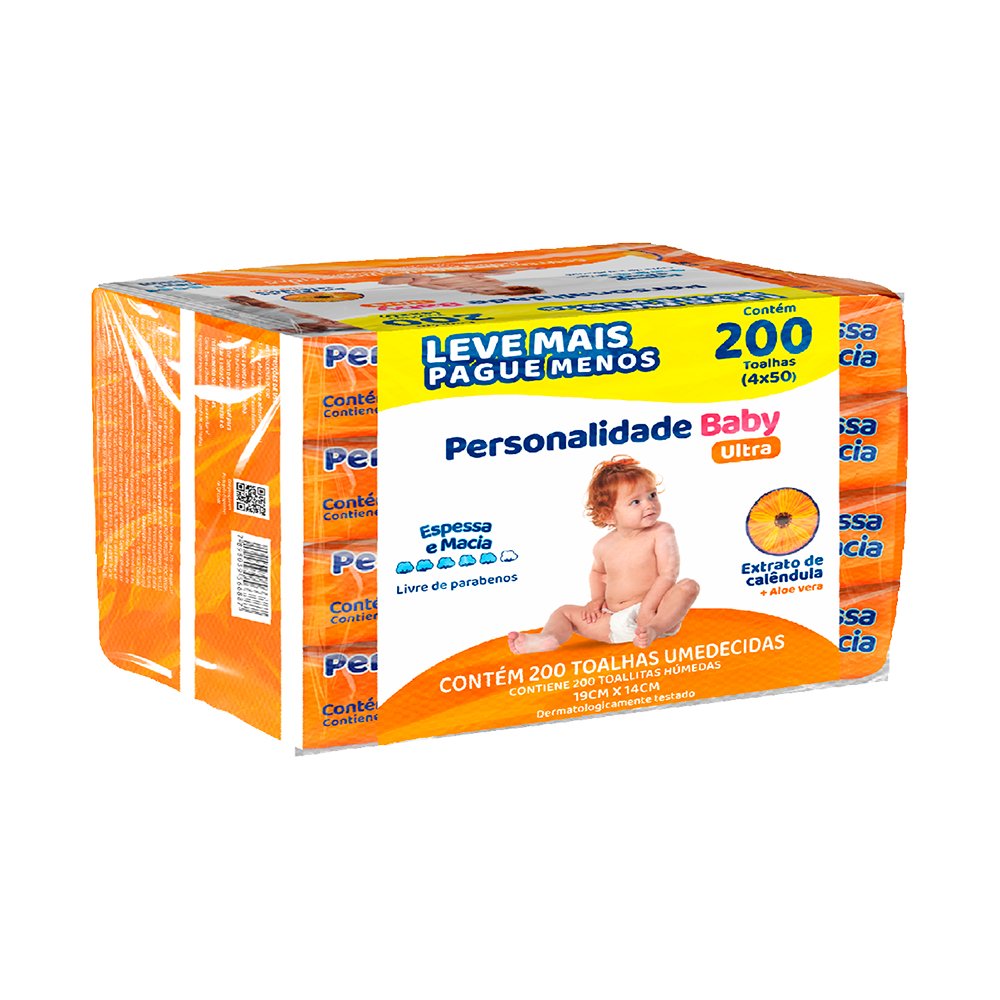Toalha Umedecida Personalidade Baby Ultra 4 Pct Com 50 Unidades
