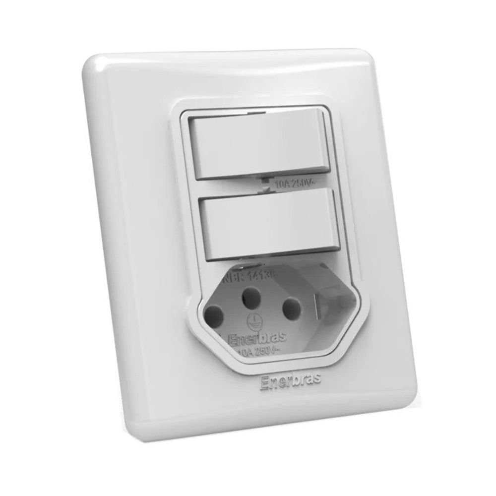 Interruptor 2 Teclas + Tomada 10a - 328-Esn/Cp