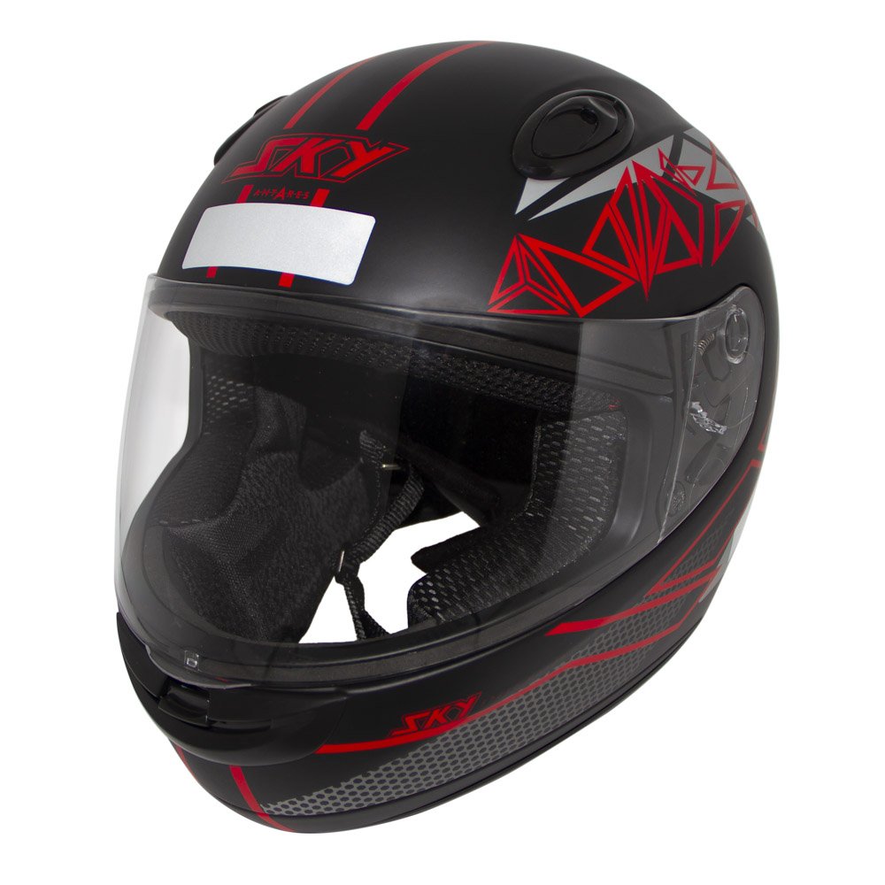 Capacete Sky Antares Preto Fosco,Transf Vermelho 60