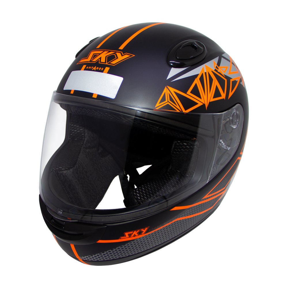 Capacete Sky Antares Preto Fosco, Transf Laranja 58