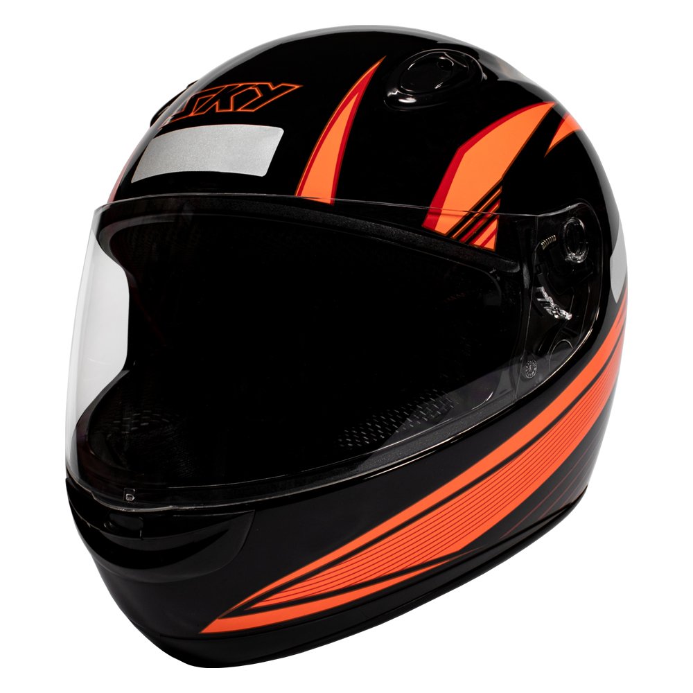 Capacete Sky Apolo Preto Brilho, Transf Laranja 60