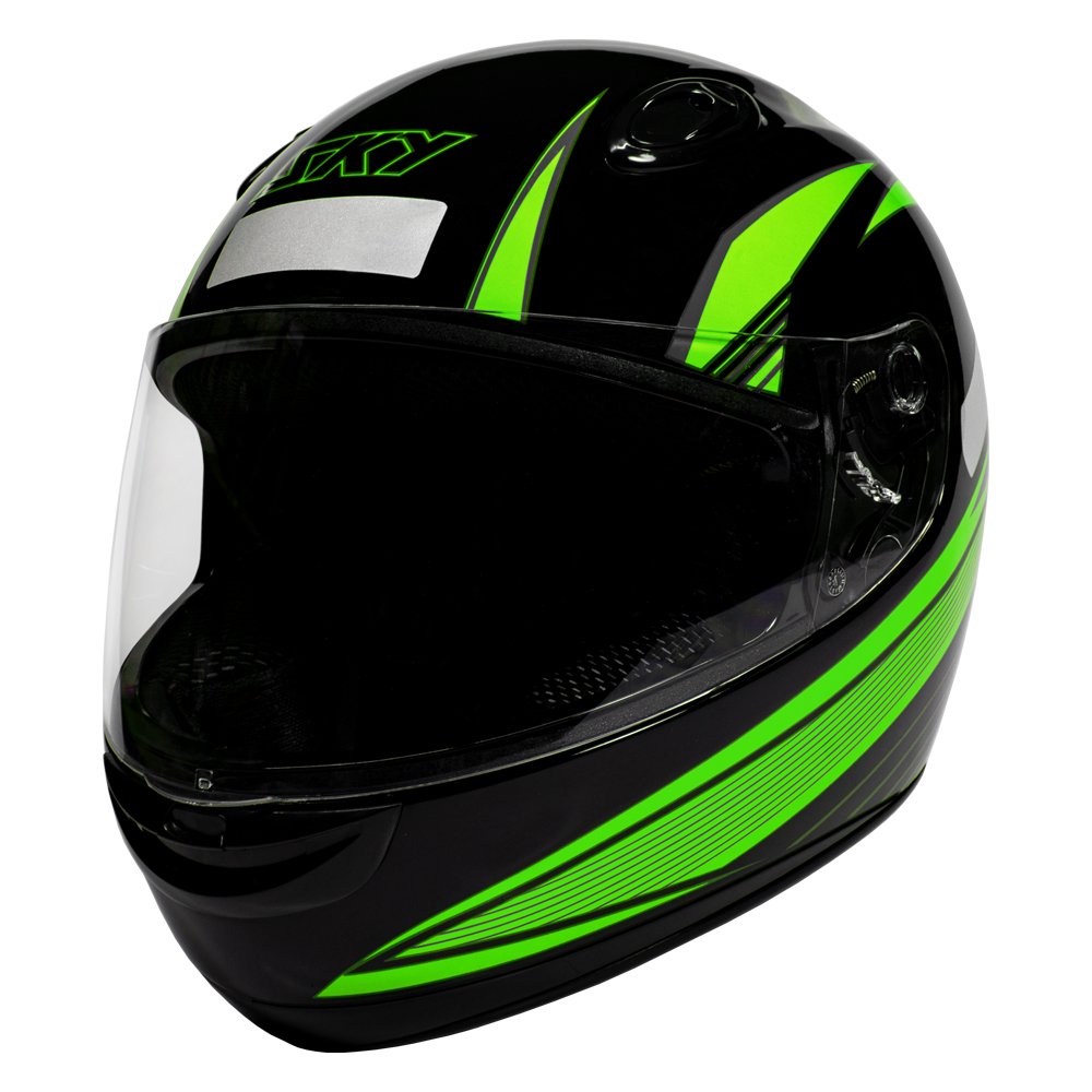 Capacete Sky Apolo Preto Brilho, Transf Verde 58