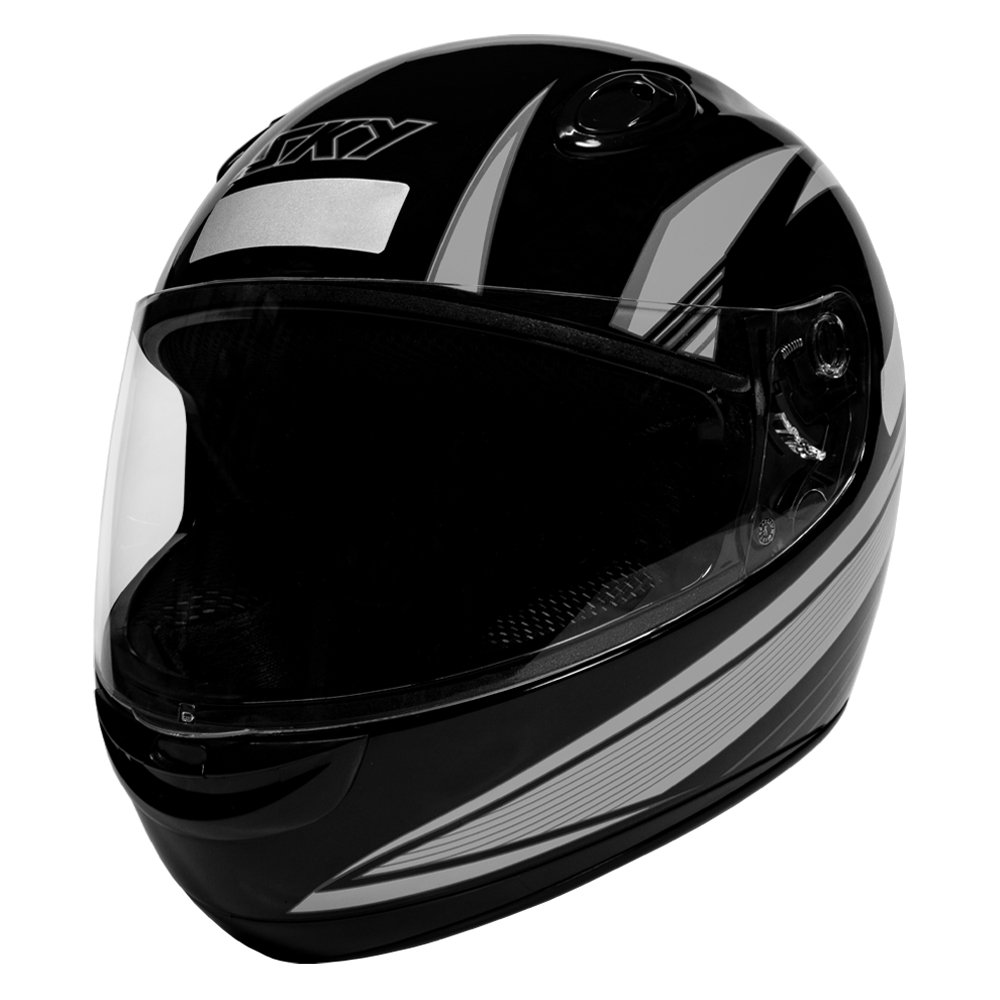 Capacete Sky Apolo Preto Brilho, Transf Cinza 56