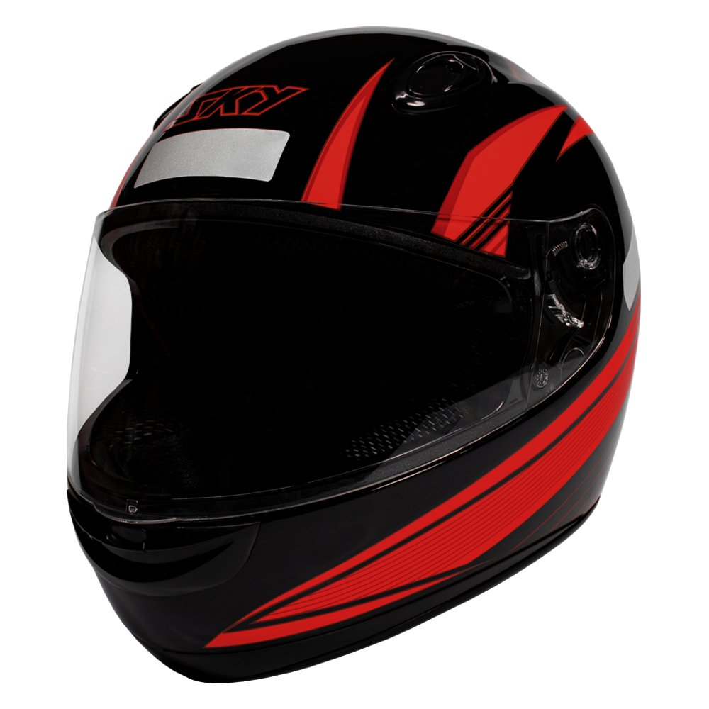 Capacete Sky Apolo Preto Brilho, Transf Vermelho 58