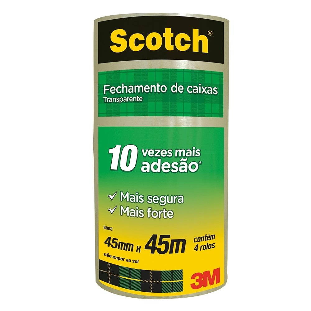 Fita Empacotamento 3M 45mmx45m Scotch Transparente - Embalagem com 4 unidades
