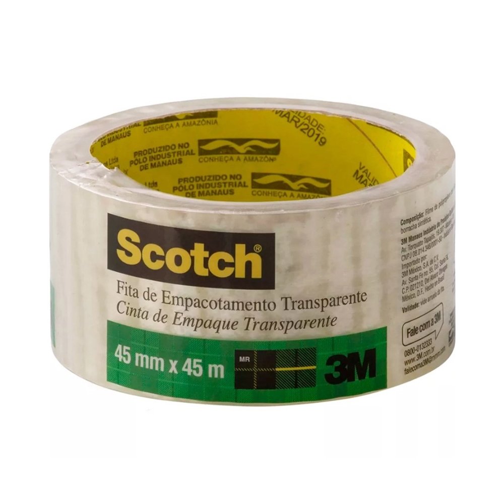 Fita Empacotamento 3M 45mmx45m Scotch Transparente - Embalagem com 4 unidades