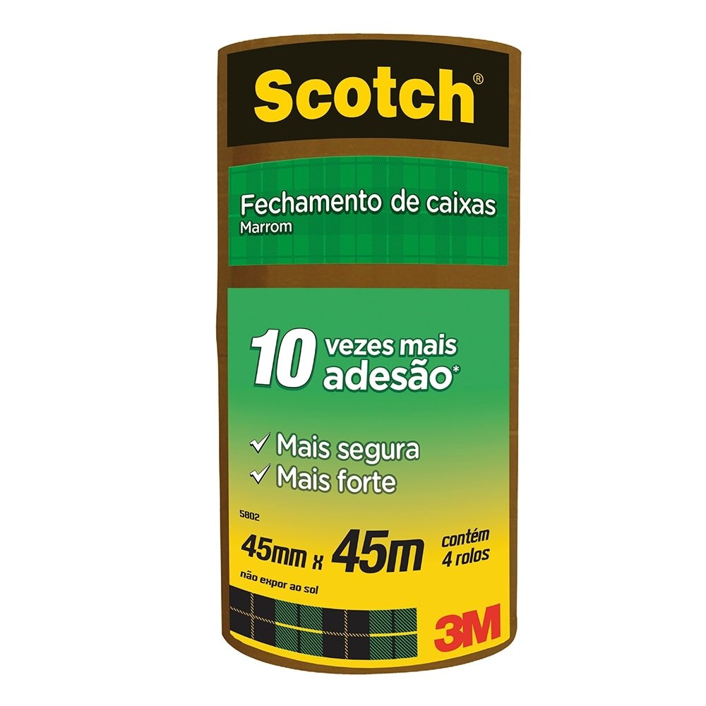 Fita de Empacotamento 3M 45mmx45m Scotch Marrom - Embalagem com 4 Unidades