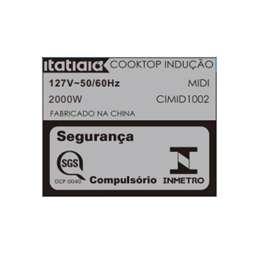 FOGAO COOKTOP INDUCAO 2B ITATIAIA MIDI CIMID1002 PRETO 110V