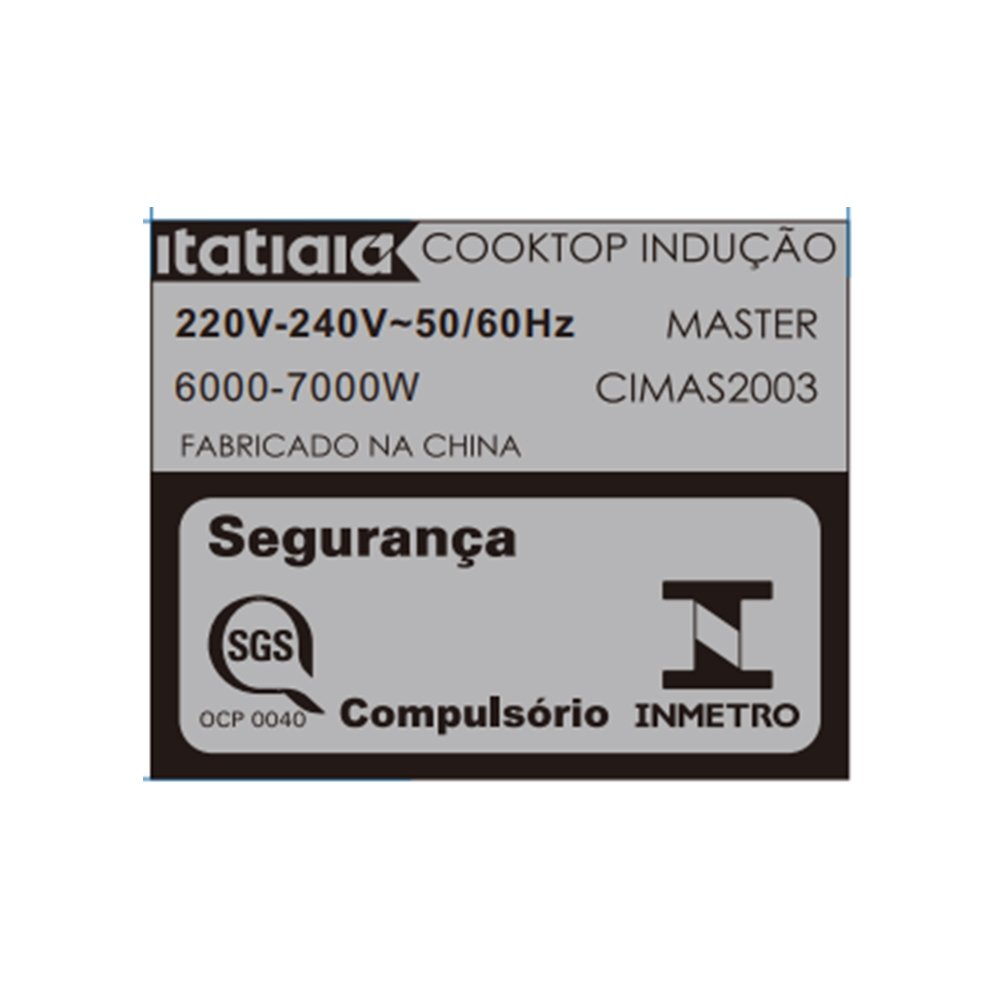 Cooktop de Indução 4 Bocas Itatiaia Master CIMAS2003 - 7000W, Preto, 220V