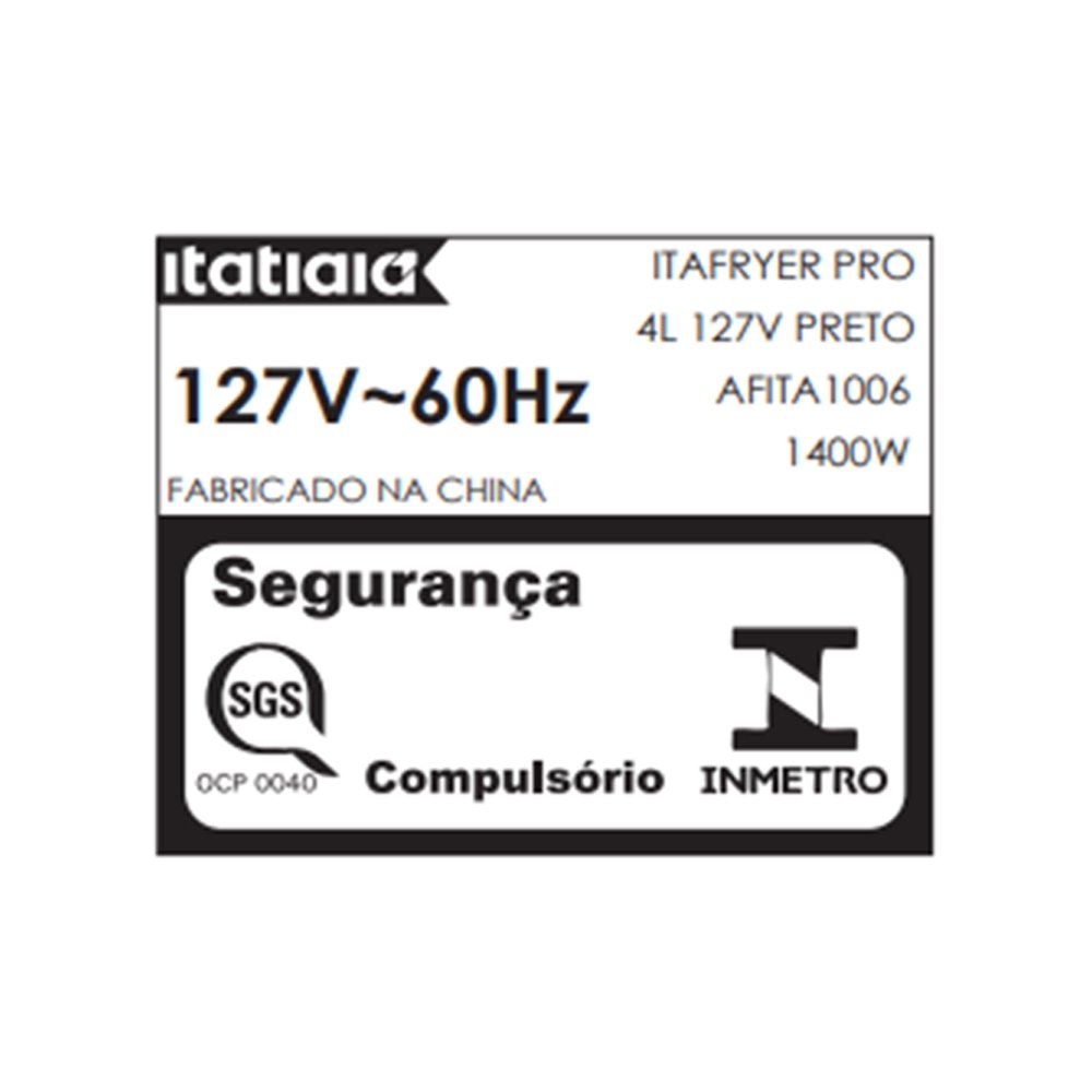 Fritadeira Air Fryer Itatiaia AFITA1006 PRO - 4 Litros, Preto, 110V