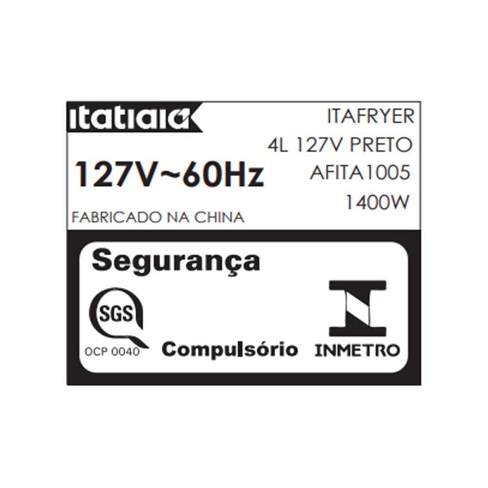 Fritadeira Air Fryer Itatiaia AFITA1005 - 4 Litros, Preto, 110V