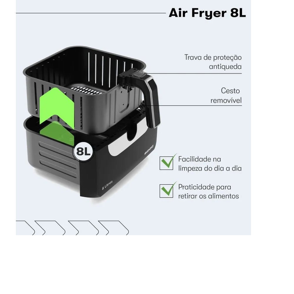 FRITADEIRA AIR FRYER ITATIAIA AFITA1003 8L PRETO 110V