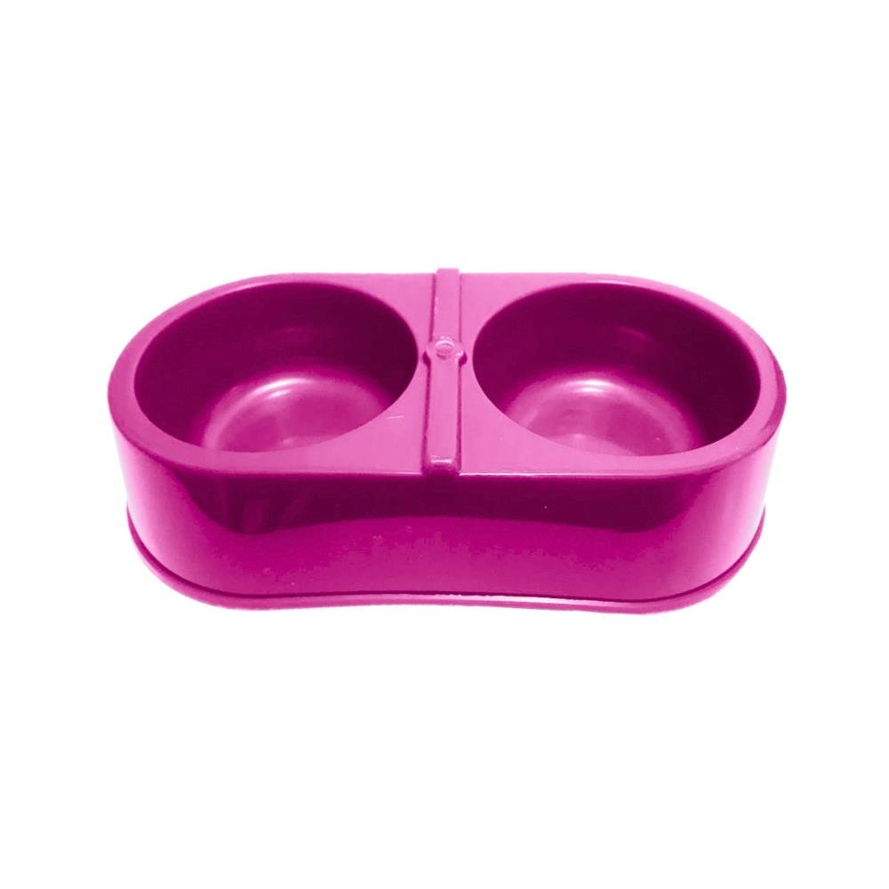 Comedouro Duplo 2 X 350 Ml Classica Rosa