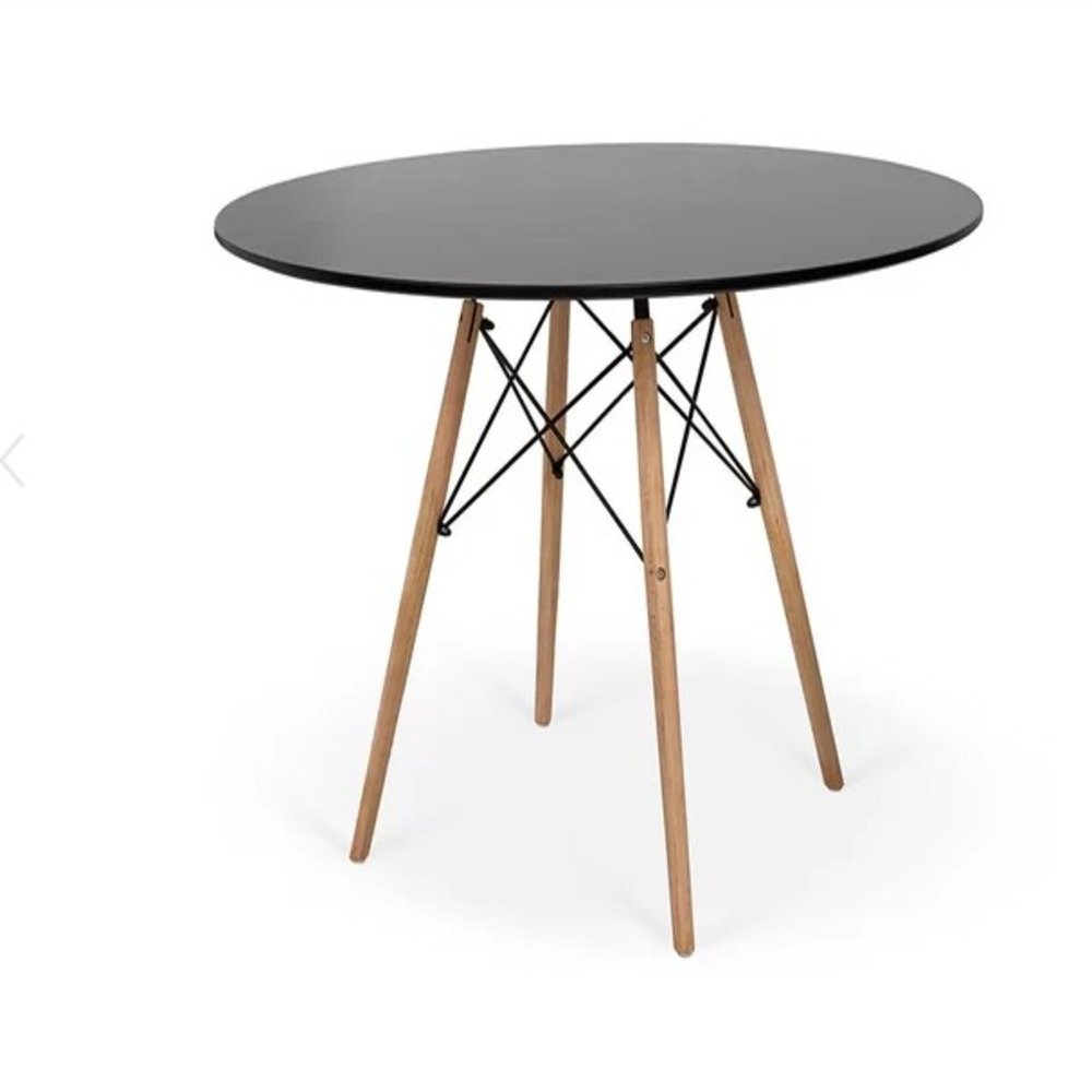 Conjunto de Jantar Mesa Eiffel 120cm Preta + 6 Cadeiras Eiffel DKR Pretas