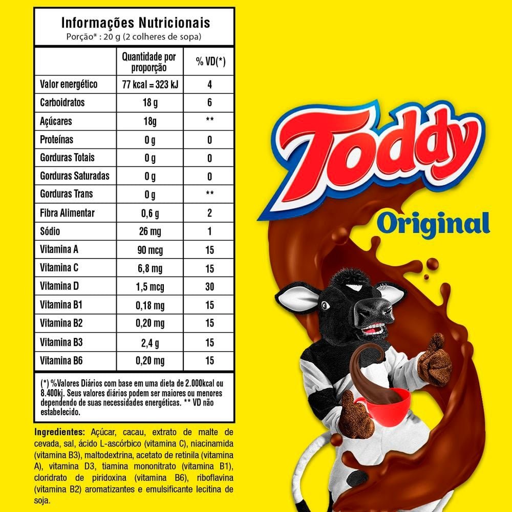 Achocolatado em Pó Toddy Original 200g Embalagem com 24 Unidades