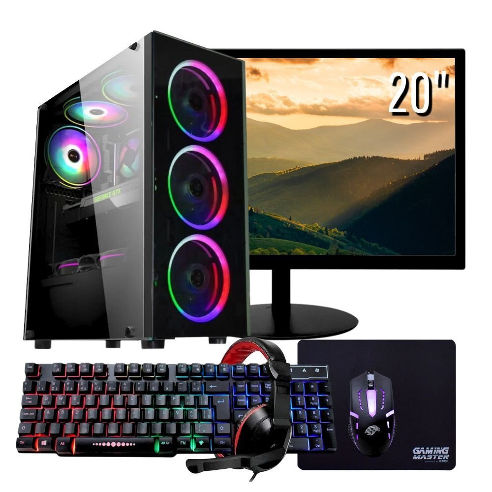 Computador Gamer Completo TOB Intel Core i5 SSD 240GB 8GB Teclado Mouse Mouse Pad e Headset Gamer Monitor 20´´ Windows 10 Pro Trial