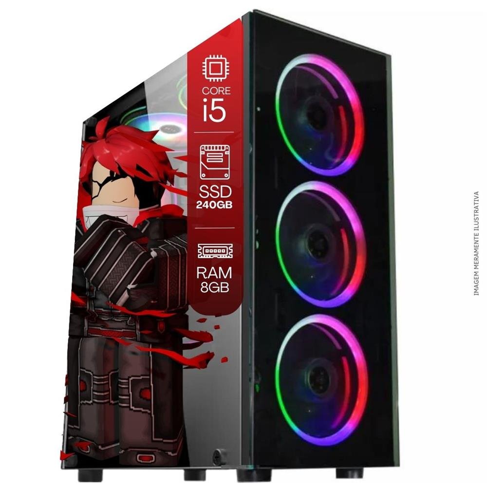 Computador Gamer Completo TOB Intel Core i5 SSD 240GB 8GB Teclado Mouse Mouse Pad e Headset Gamer Monitor 20´´ Windows 10 Pro Trial