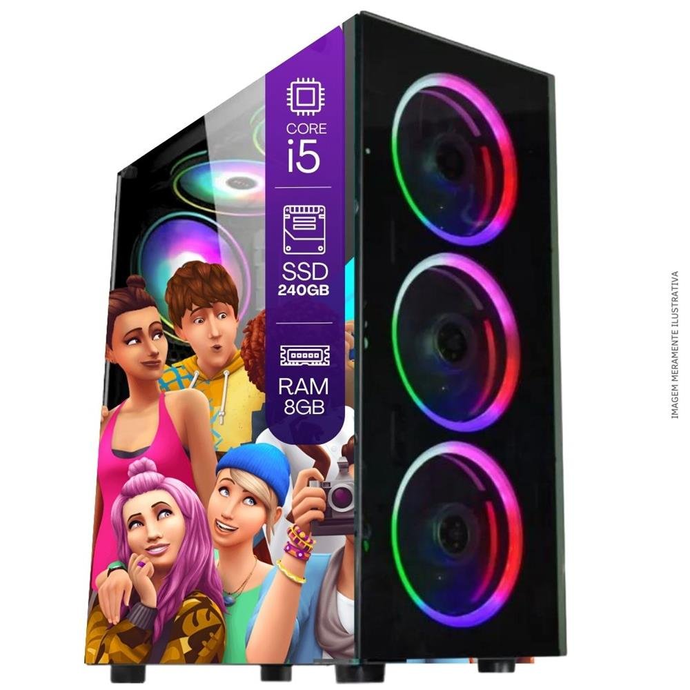 Computador Gamer Completo TOB Intel Core i5 SSD 240GB 8GB Teclado Mouse Mouse Pad e Headset Gamer Monitor 23´´ Windows 10 Pro Trial