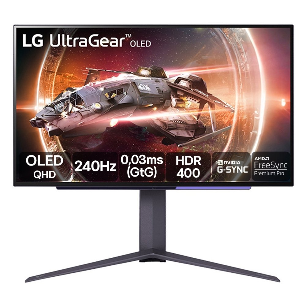 Monitor OLED QHD 27" LG GAMER 27GS95QE-B - ULTRAGEAR, HDMI, Cinza e Roxo, 240Hz