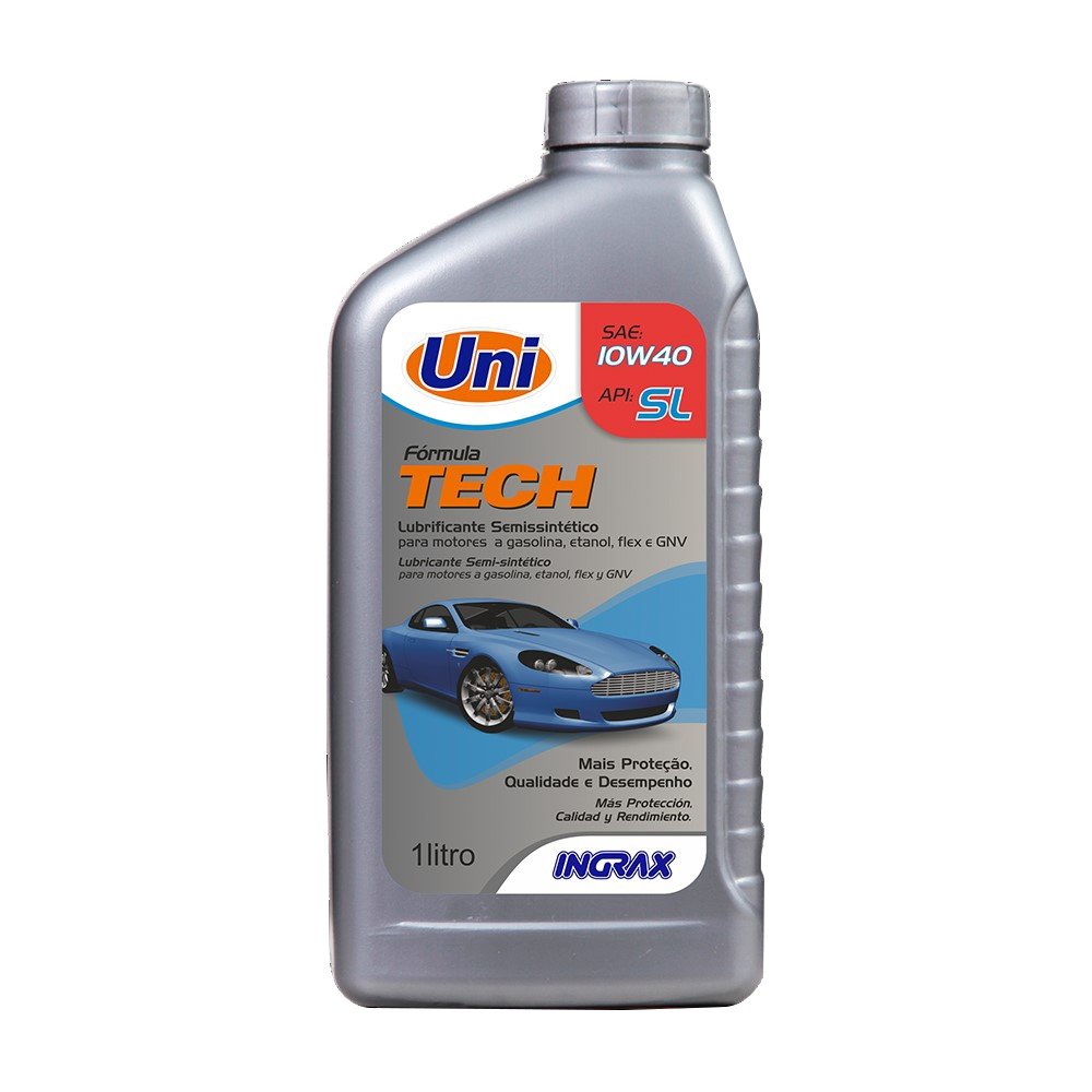 Óleo Lubrificante de Carro UNI Ingrax Semi-Sintético 10W40 1L - Embalagem com 12 Unidades