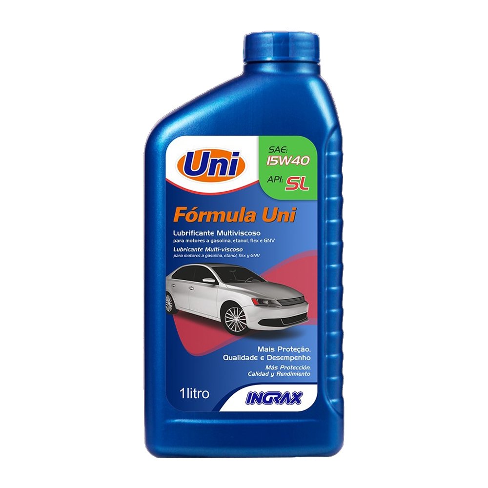 Óleo Lubrificante Para Motor de Carro - Uni Ingrax Mineral 15W40 1L - Embalagem com 12 Unidades