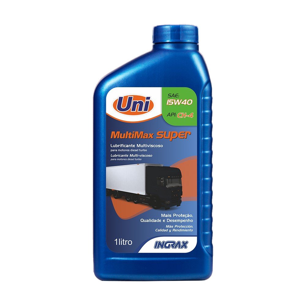 Óleo Lubrificante Uni Motores Diesel Multimax Mineral SAE 15W40 API CH4 1 Litro -  Embalagem com 12 Unidades