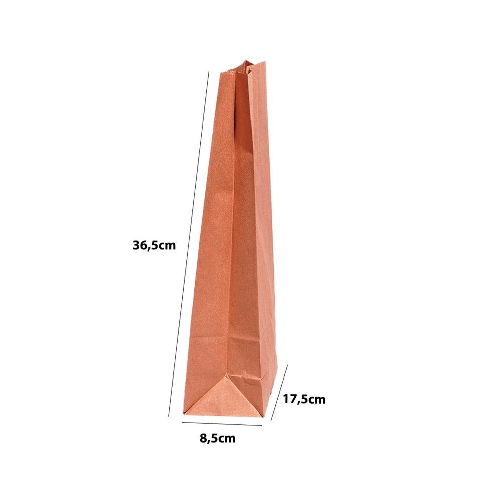 Saco de Papel Kraft E3 Embalagens - Pacote com 100 Unidades - Medidas 17,5x8,5x36,5 cm ¿ Código 101617100
