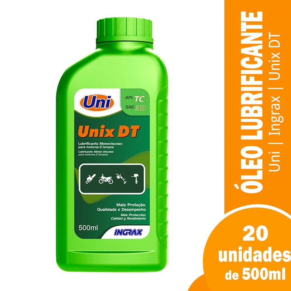 Óleo Lubrificante Unix DT SAE30 2T TC Verde 500mL - Embalagem com 20 Unidades
