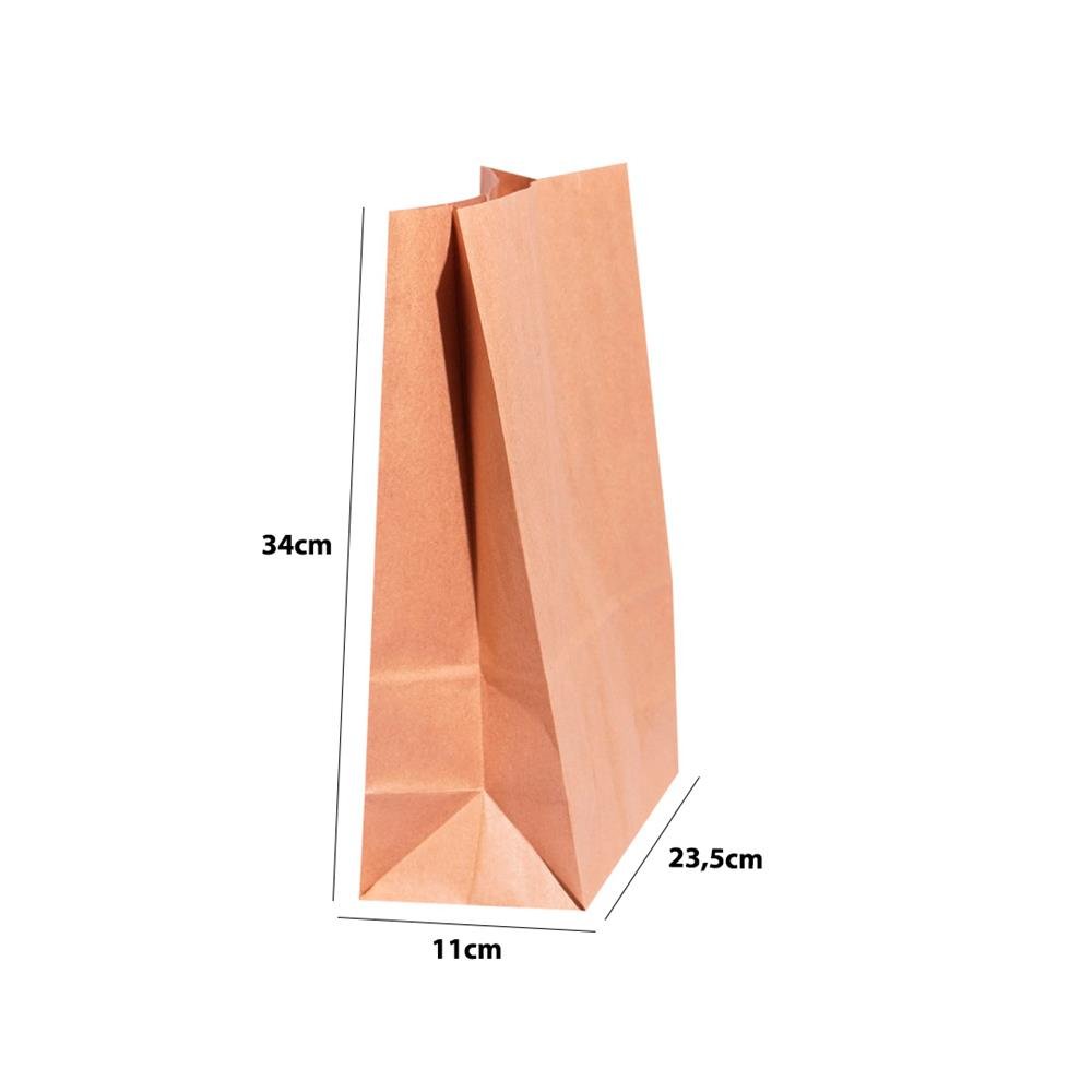 Saco de Papel Kraft E3 Embalagens - Pacote com 150 Unidades - Medidas 23,5x11x34 cm ¿ Código 151618150