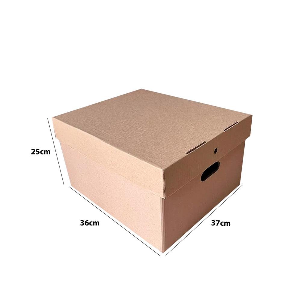 Kit Caixa Container com 3 Caixas Arquivo Padrão E3 Embalagens - Pacote com 4 Unidades - Medidas Internas 45x37x25 cm - Código 4610