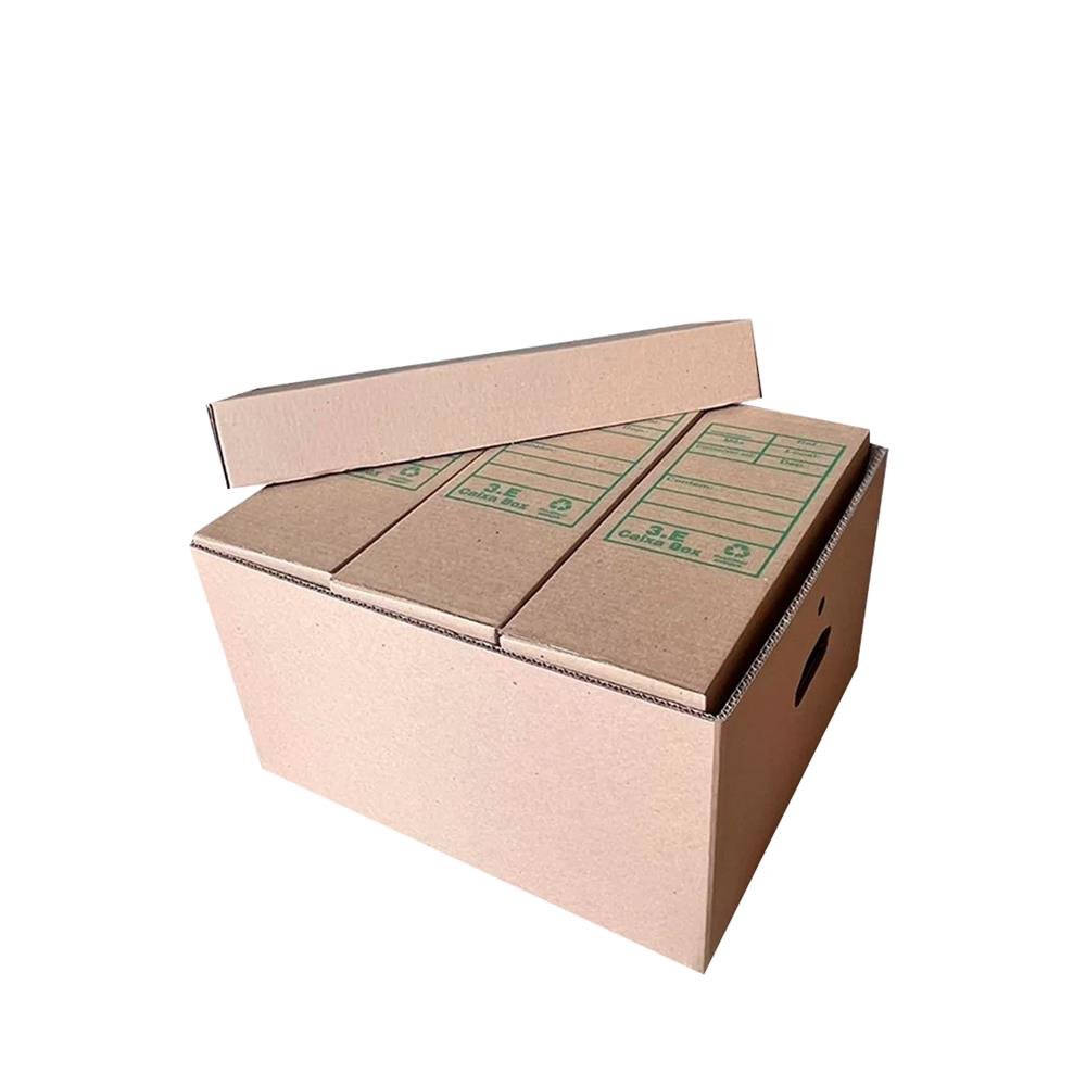 Kit Caixa Container com 3 Caixas Arquivo Padrão E3 Embalagens - Pacote com 4 Unidades - Medidas Internas 45x37x25 cm - Código 4610