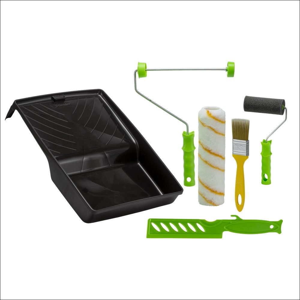 Kit Condor Pintura 810 6 Peças Rolo Lã/Espuma/Suporte/Bandeja/Trincha/Misturador