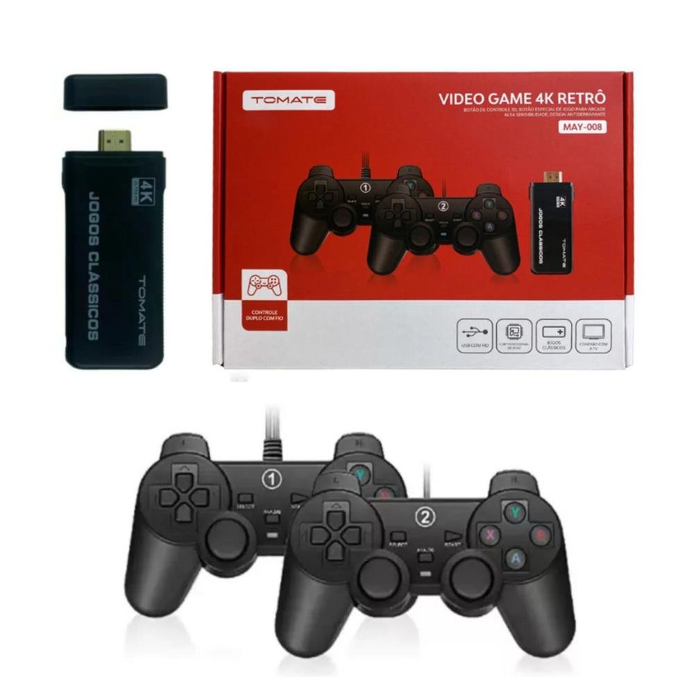 Video Game Portátil Tomate com 3000 jogos Retrô com 2 Controles com fio MAY-008