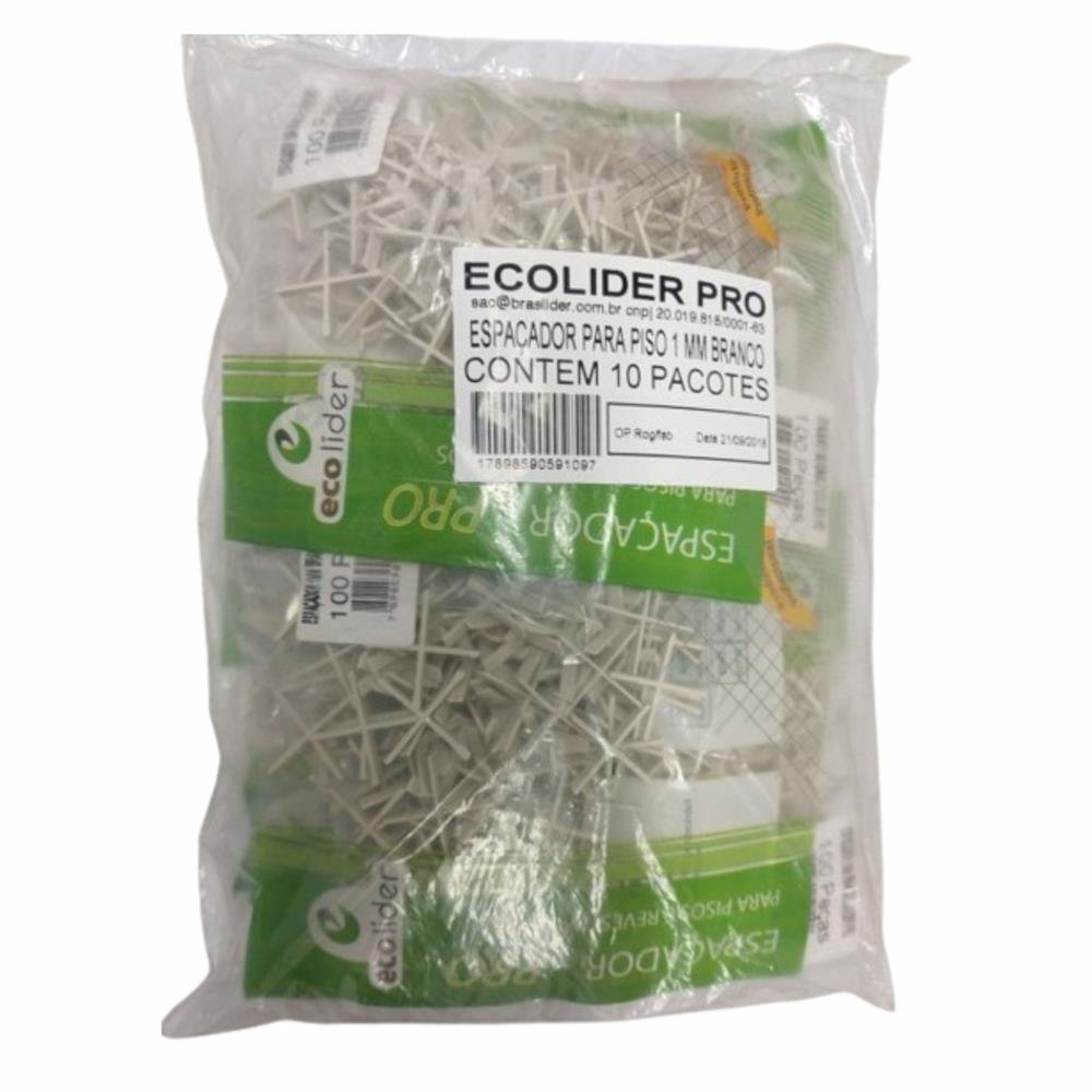 Espaçador para Nivelamento de Piso 1mm Branco 10 Pacote com 100 Unidades Ecolider