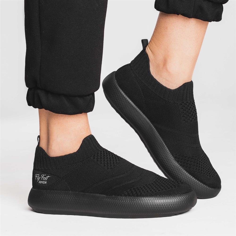 Tenis Ortopedico Flyfeet Nuvem Knit 42-43 Preto