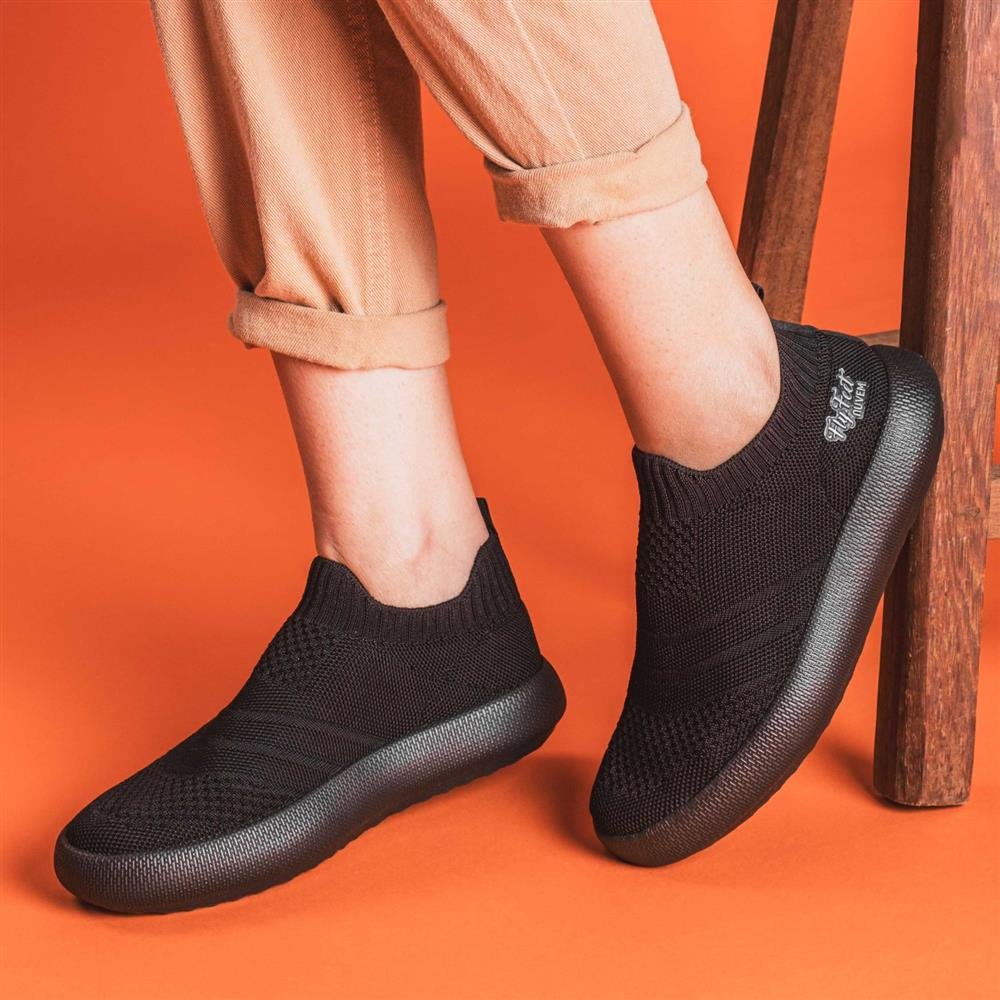Tenis Ortopedico Flyfeet Nuvem Knit 42-43 Preto