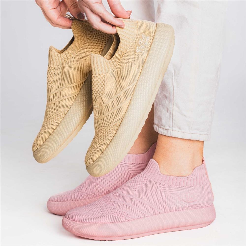 Tenis Ortopedico Flyfeet Nuvem Knit 34-35 Rosa