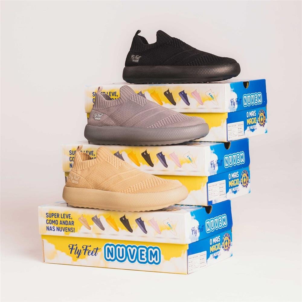 Tenis Ortopedico Flyfeet Nuvem Knit 40-41 Preto