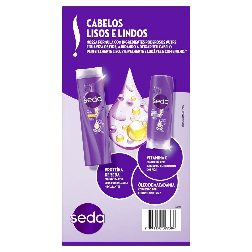 Kit Shampoo 300ml + Condicionador Seda Liso Perfeito 190ml