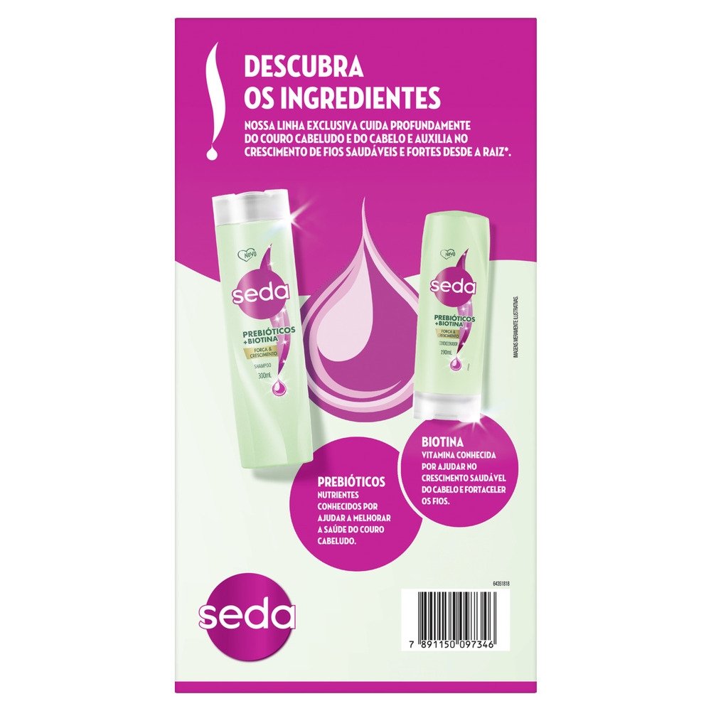 Kit Seda Prebióticos e Biotina Shampoo 300ml + Condicionador 190ml