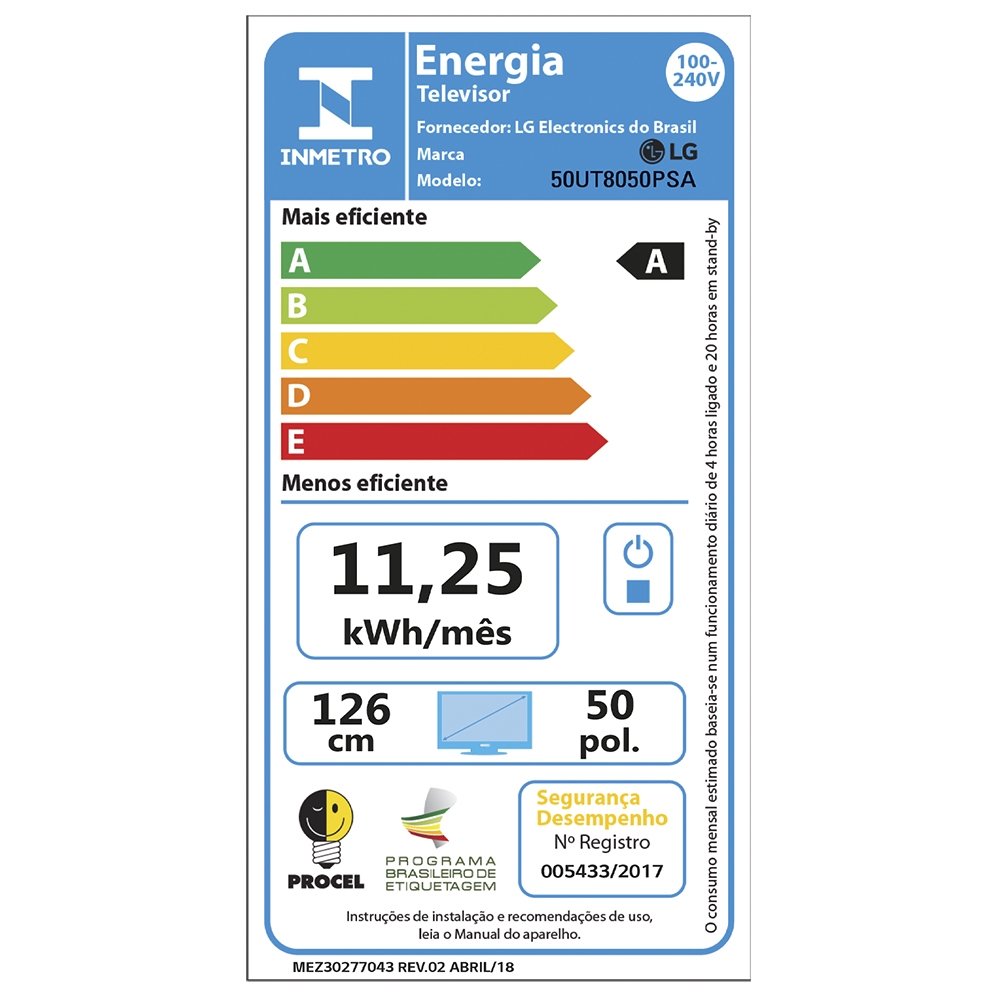 Smart TV 50" LCD LED LG 50UT8050PSA | 4K UHD, ThinQ AI, Bluetooth, 3 HDMI, 2 USB, 60Hz