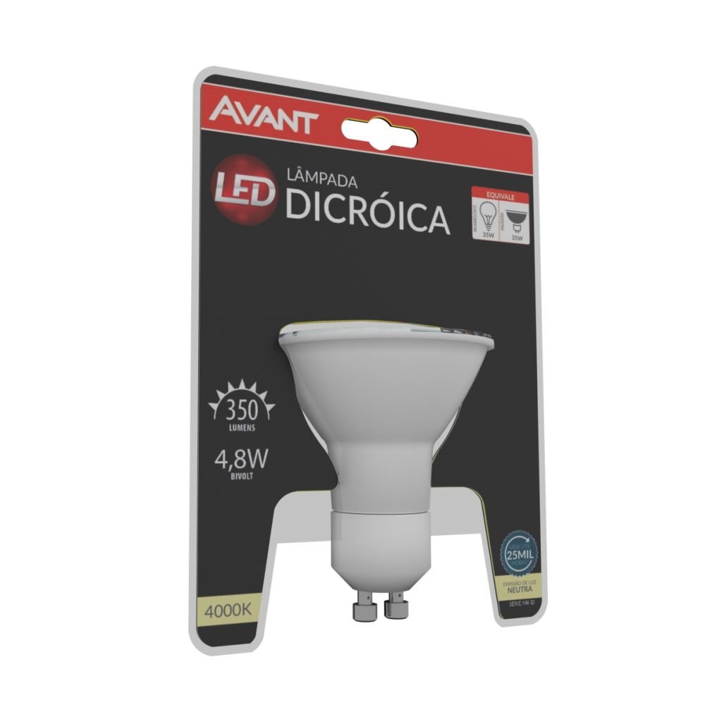 Lâmpada Led Dicróica Avant Deluxe 4,8W Branca GU10 4,0K