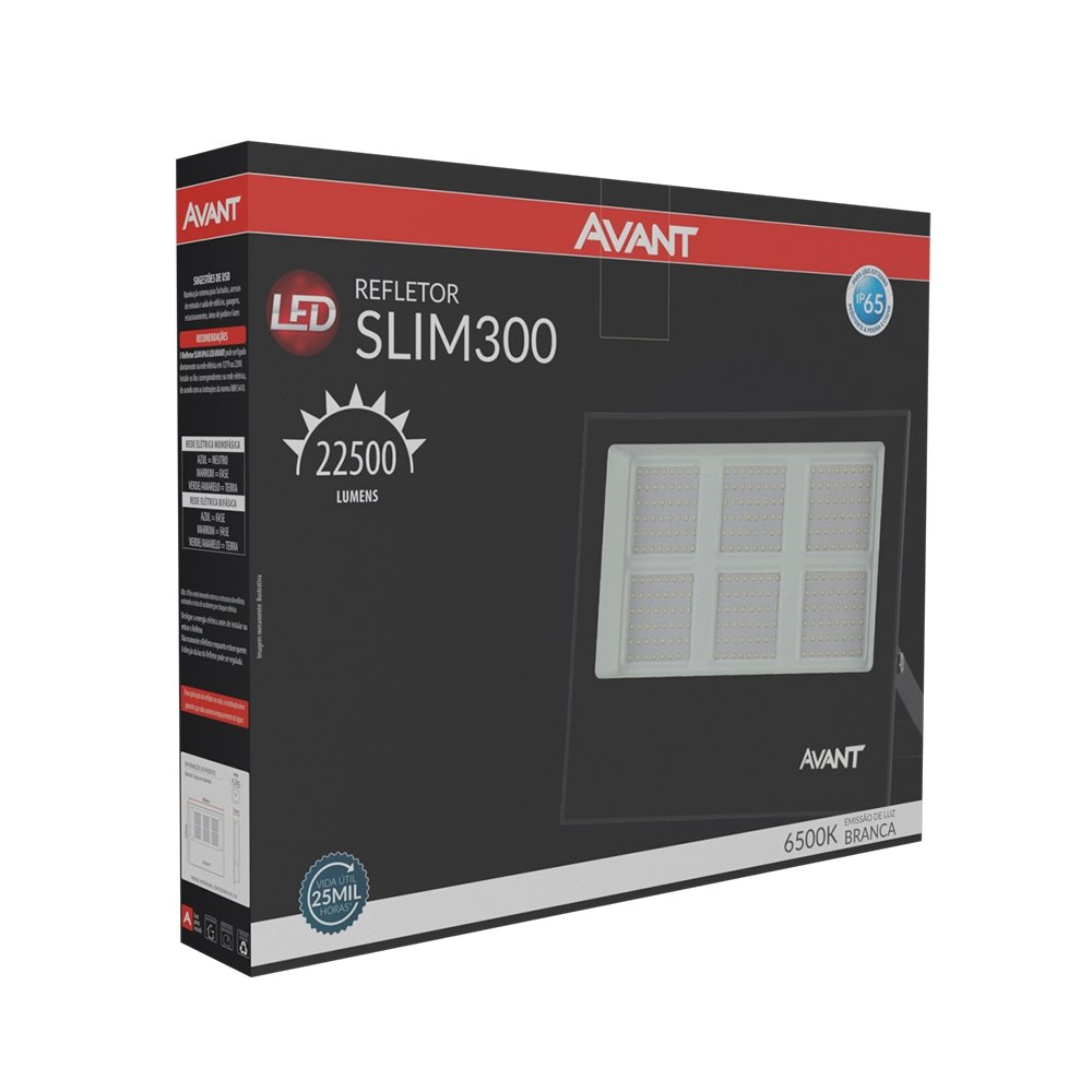 Refletor Avant Led 300w 6,5k 22500 Lumens Preto