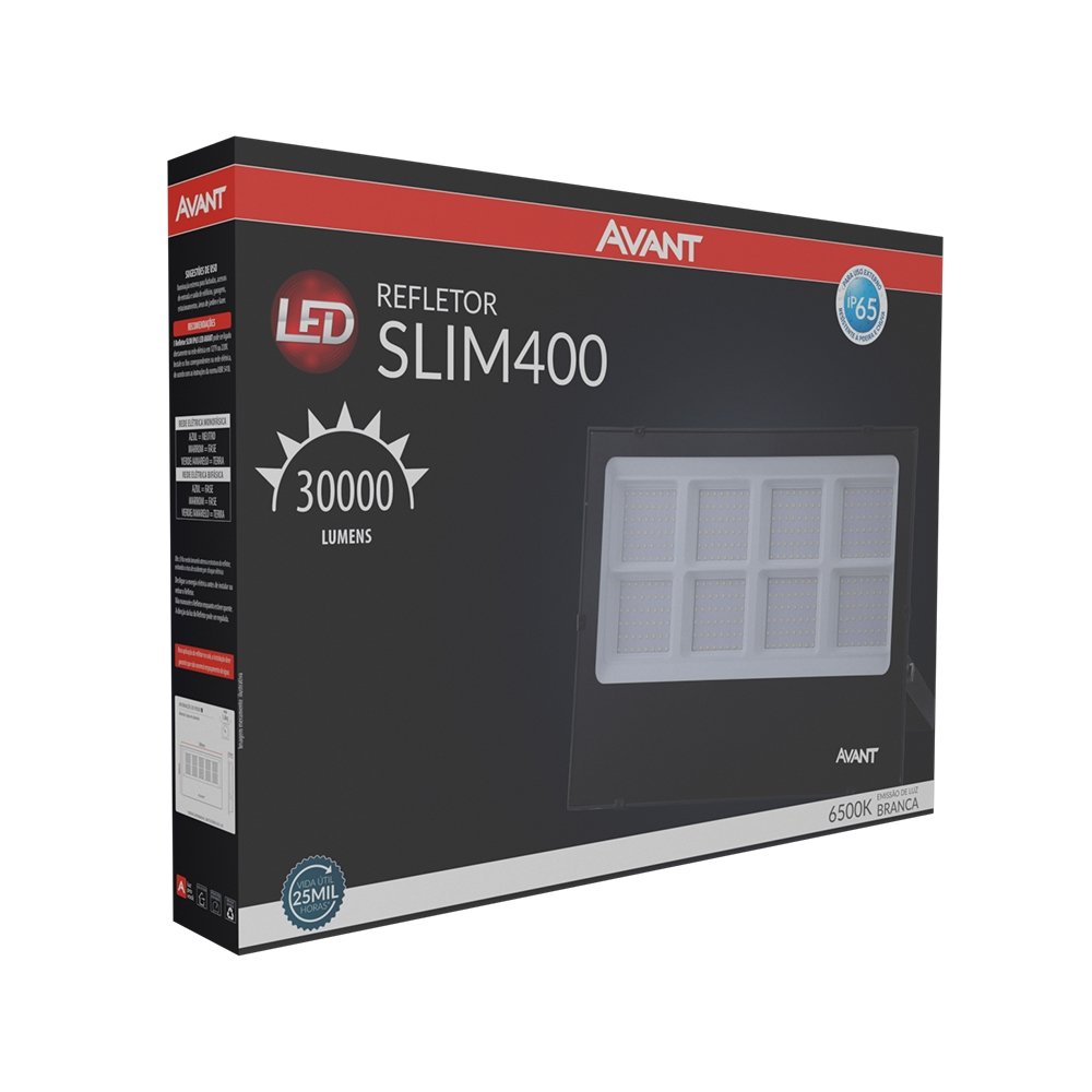 Refletor Avant Led 400w 6,5k 30000 Lumens Preto