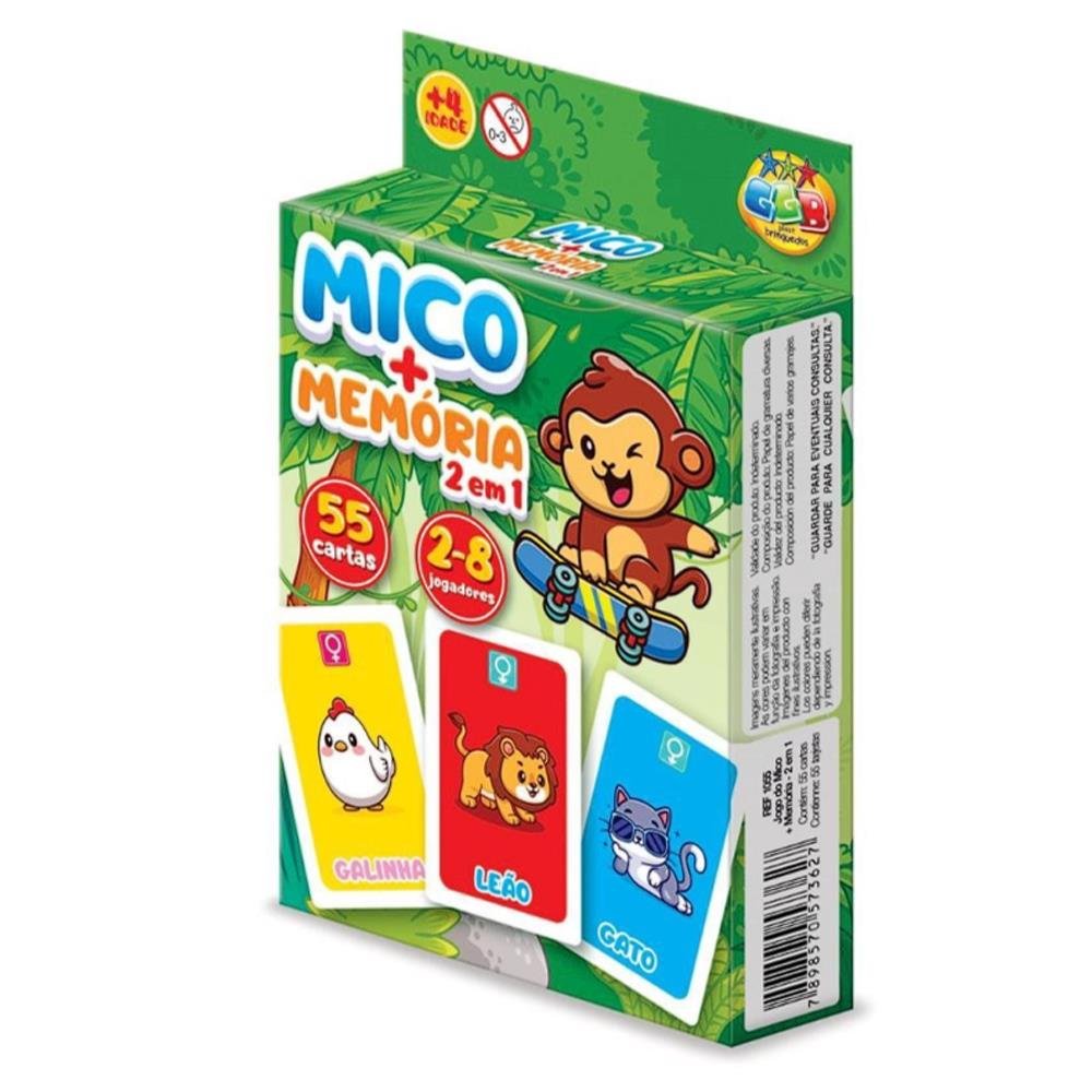 Jogo Do Mico+Memoria 2 Em 1 Com 55 Cartas