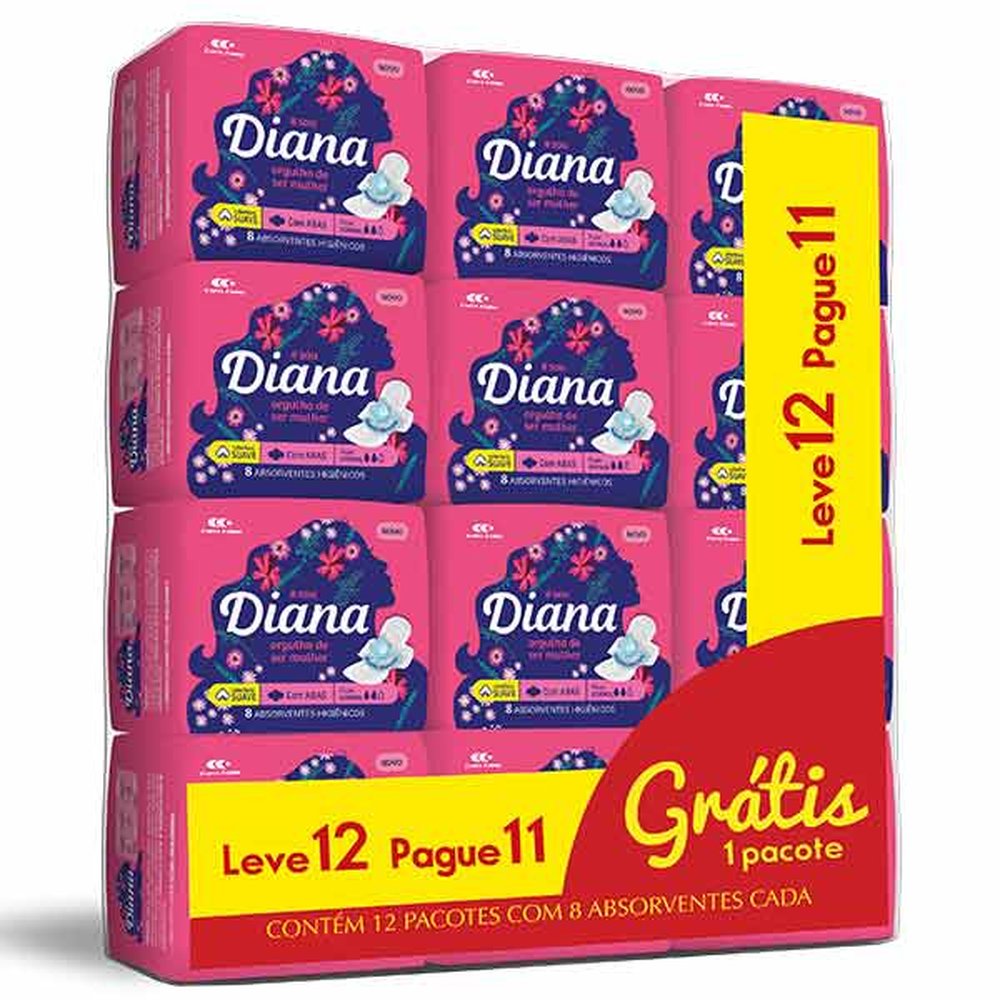 Absorvente Diana Regular Suave Com Abas 1x12 Leve12 Pague 11