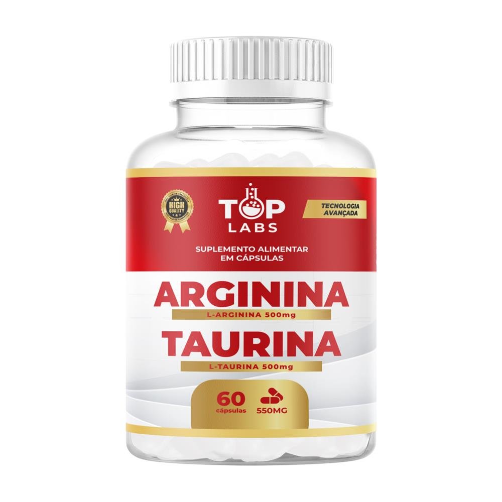 Arginina 500mg + Taurina 500mg Top Labs 60 Cápsulas